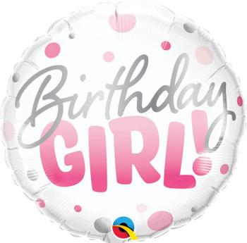 18" Birthday Girl Dots Foil Balloon