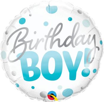 18" Birthday Boy Dots Foil Balloon