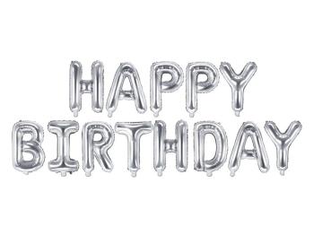 Silver Happy Birthday Balloons Kit PartyDeco