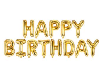 Gold Happy Birthday Balloons Kit PartyDeco