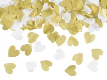 Confettis Coração Branco e Dourado