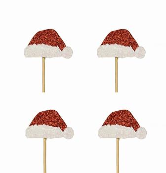 Glitter Santa Hat CupCake Toppers Anniversary House