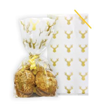 Golden Reindeer Cellophane Bags Anniversary House