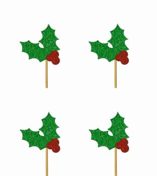 Glitter Holly Leaf CupCake Toppers Anniversary House