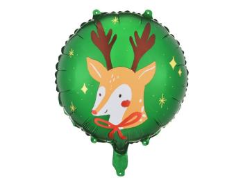 Balão Foil Rena em Fundo Verde PartyDeco