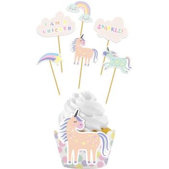 Unicorn and Rainbow CupCake Wrap and Toppers Folat