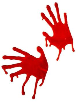 Hands with Blood on the Window