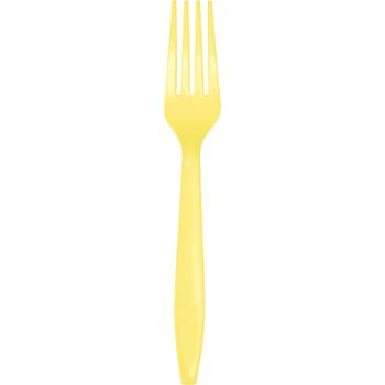 24 Plastic Forks - Yellow Creative Converting