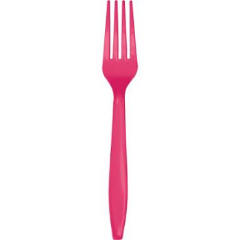 24 Plastic Forks - Fuchsia