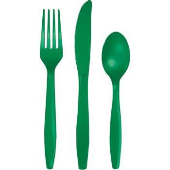 Plastic Cutlery Set - Emerald Green Creative Converting