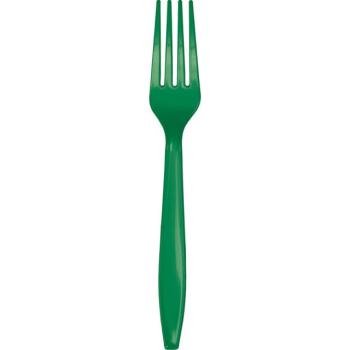 24 Plastic Forks - Emerald Green