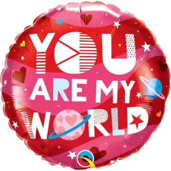 18" You Are My World Foil Balloon Qualatex