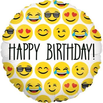 18" Emoji Happy Birthday Foil Balloon Grabo