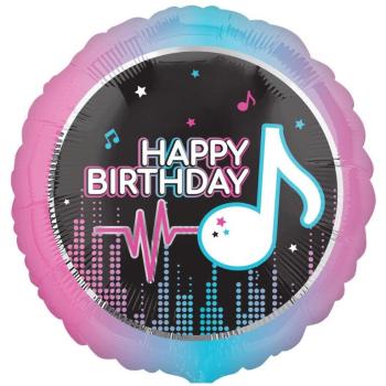 Balão Foil 18" Music Famous Happy Birthday