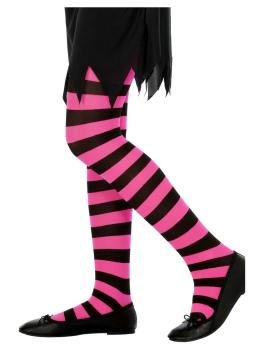 Black and Pink Striped Tights Smiffys