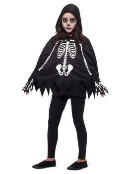 Poncho de esqueleto de Halloween con guantes