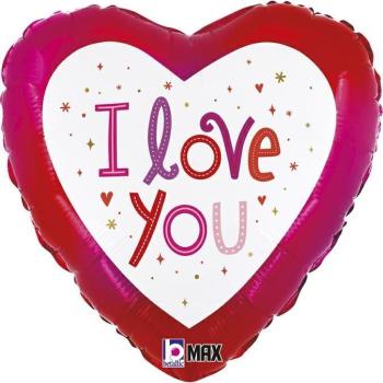 Foil Balloon 18" Heart Love You Sparkles Red
