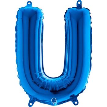 14" Letter U Foil Balloon - Blue
