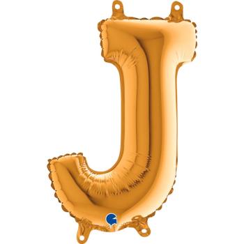 Globo de foil con letra J de 14" - oro
