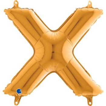 Globo de foil con letra X de 14" - oro