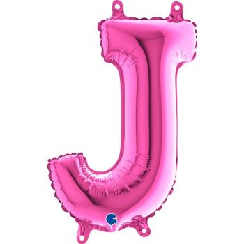 14" Letter J Foil Balloon - Fuchsia
