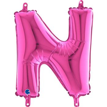 14" Letter N Foil Balloon - Fuchsia