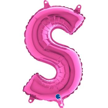 14" Letter S Foil Balloon - Fuchsia