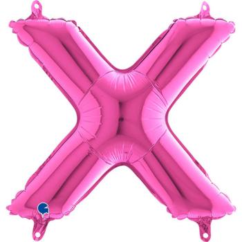 14" Letter X Foil Balloon - Fuchsia Grabo