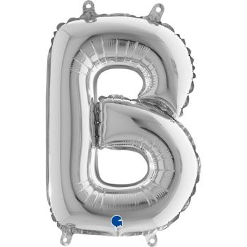 14" Letter B Foil Balloon - Silver Grabo