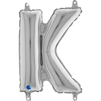 14" Letter K Foil Balloon - Silver Grabo