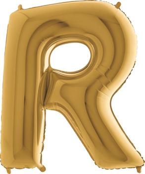 40" Letter R Foil Balloon - Gold
