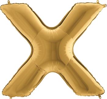 40" Letter X Foil Balloon - Gold