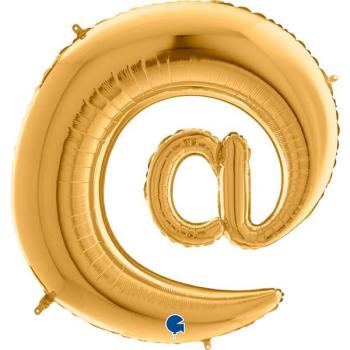 40" Foil Balloon Arroba Email Symbol - Gold