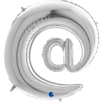 40" Foil Balloon Arroba Email Symbol - Silver