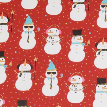 Snowman Wrapping Paper Roll - Red Background XiZ Party Supplies