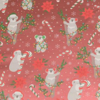Christmas Koala Wrapping Paper Roll - Red Background XiZ Party Supplies