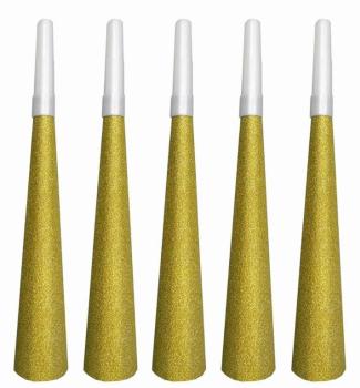 5 Gold Glitter Horns