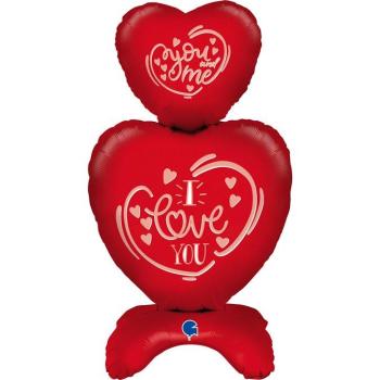 Foil Balloon 38" Standup Red Hearts