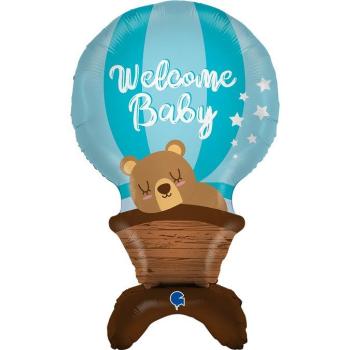 38" Standup Welcome Baby Foil Balloon - Blue Grabo