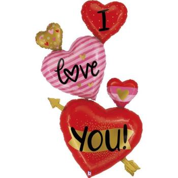 64" Giant Linked Hearts I Love You Foil Balloon