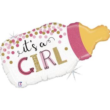 33" Foil Balloon Bottle with Confettis It´sa Girl Grabo