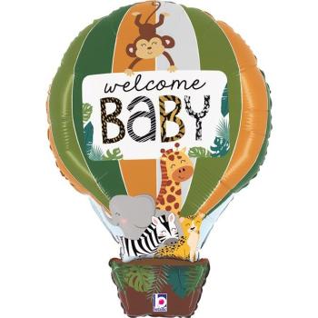 Foil Balloon 30" Welcome Baby Jungle Animals
