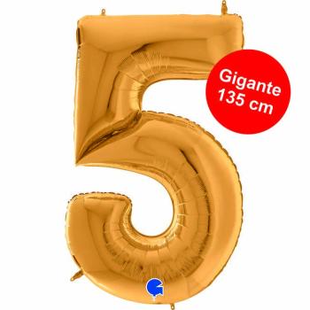 Giant 64" Foil Balloon nº 5 - Gold Grabo