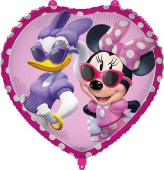 Balão Foil 18" Minnie e Margarida Coração com Peso