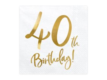 40 Years White and Gold Napkins PartyDeco