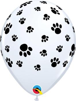 6 11" Paw Printed Balloons - White Qualatex
