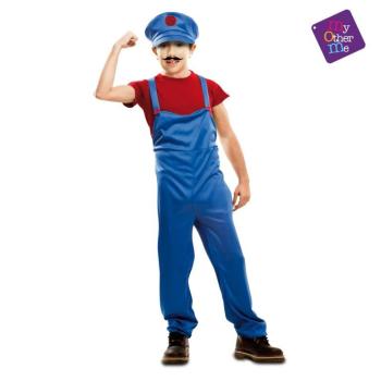 Red Super Plumber Boy Costume - 3-4 Years