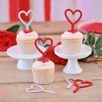 Wooden Hearts CupCake Toppers