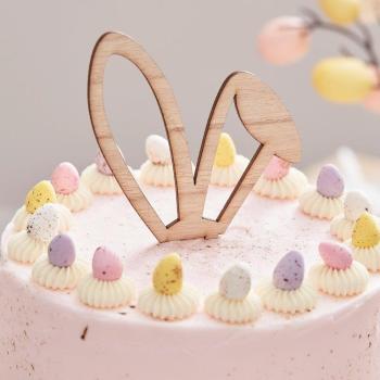 Bunny Ears Wooden Cake Topper