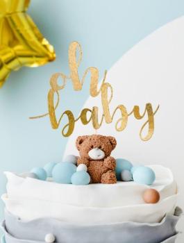 Oh Baby Script Gold Cake Topper PartyDeco